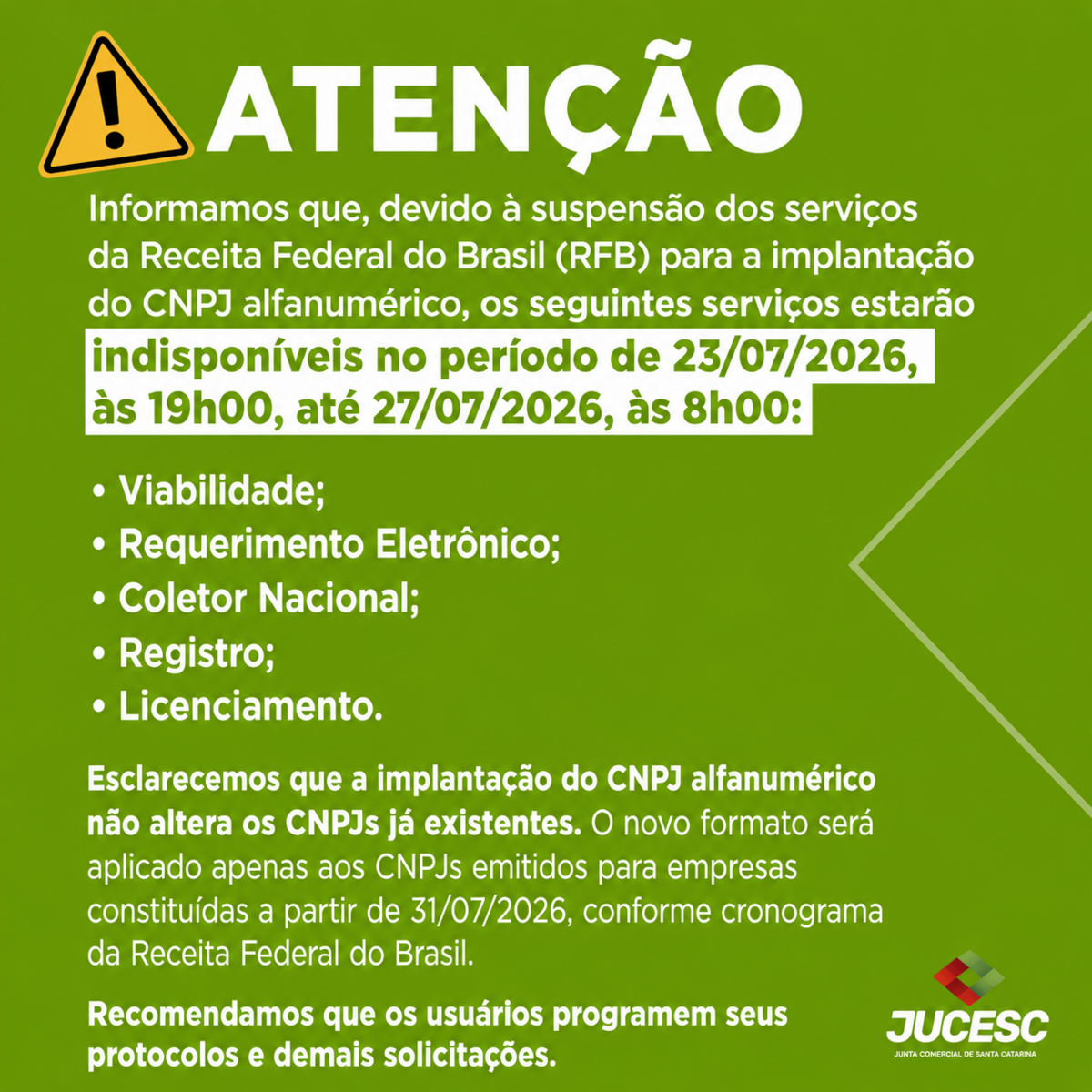 jucesc-informa-suspensao-temporaria-de-servicos-devido-a-implantacao-do-cnpj-alfanumerico