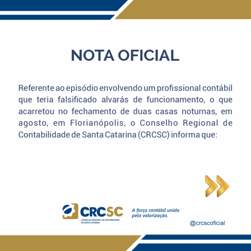 NOTA OFICIAL DO CRCSC